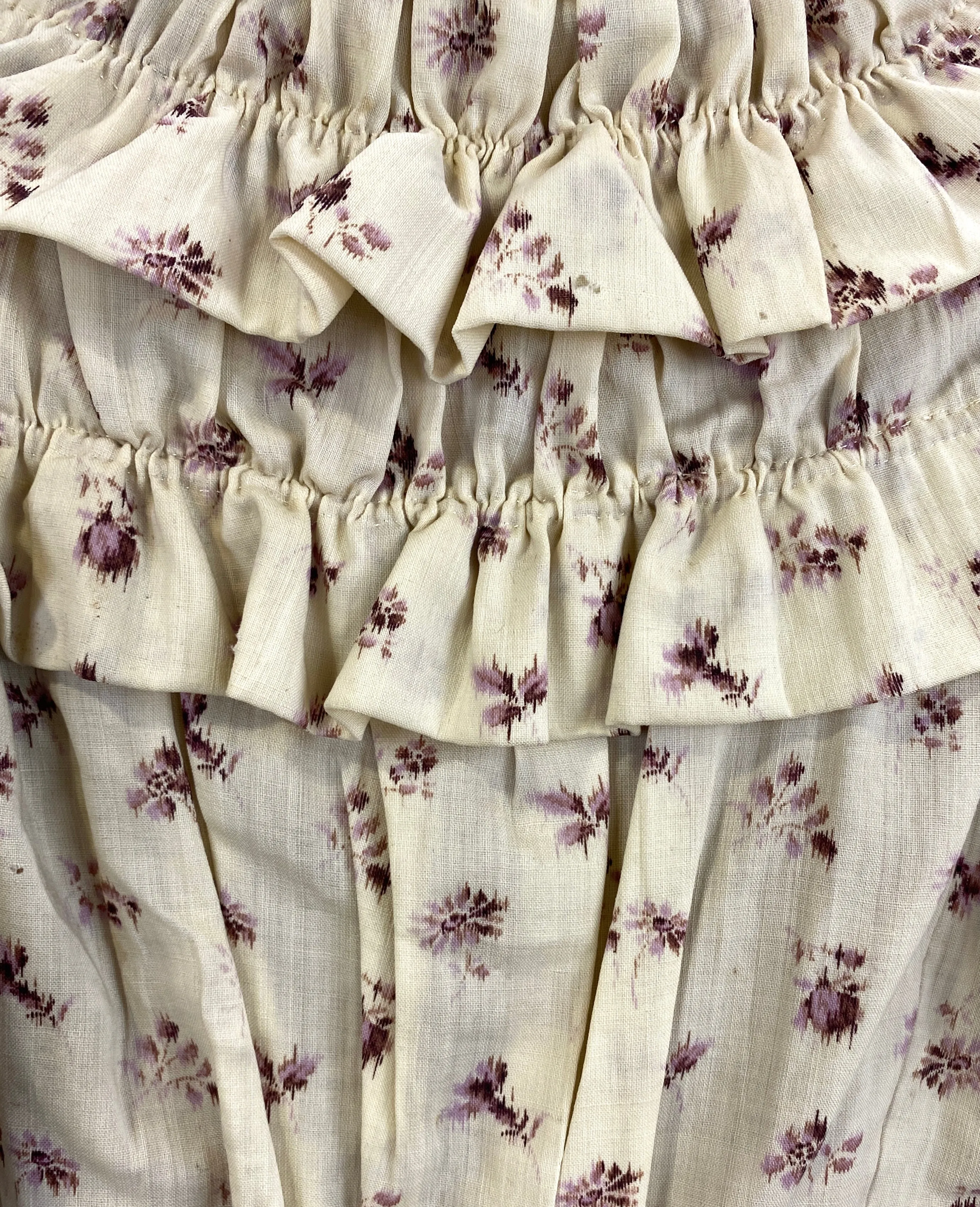 Antique Victorian Cream & Lavender Floral Bodice, XXXS