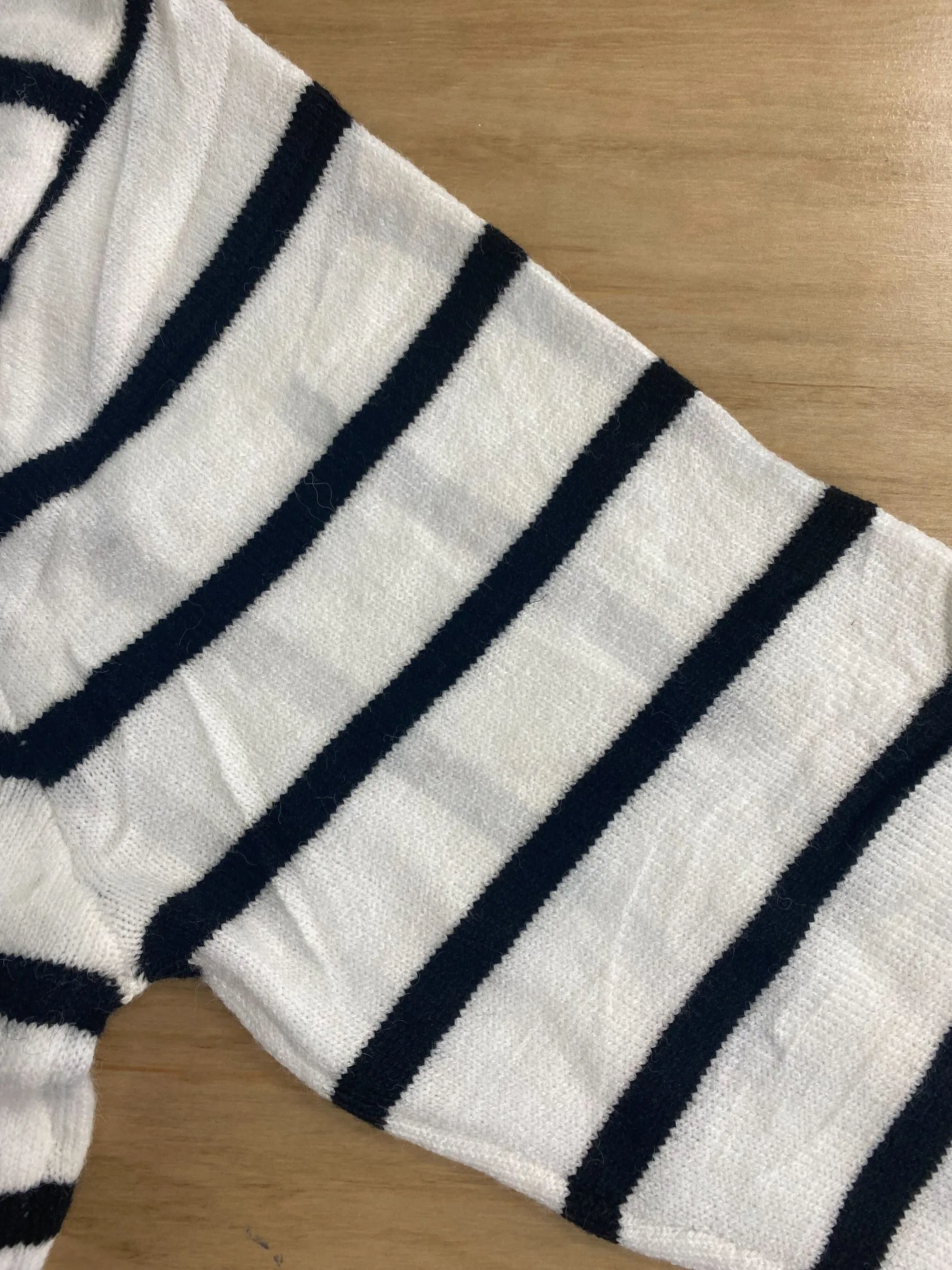 (AS IS) Black and White Stripe Quarter Zip Sweater