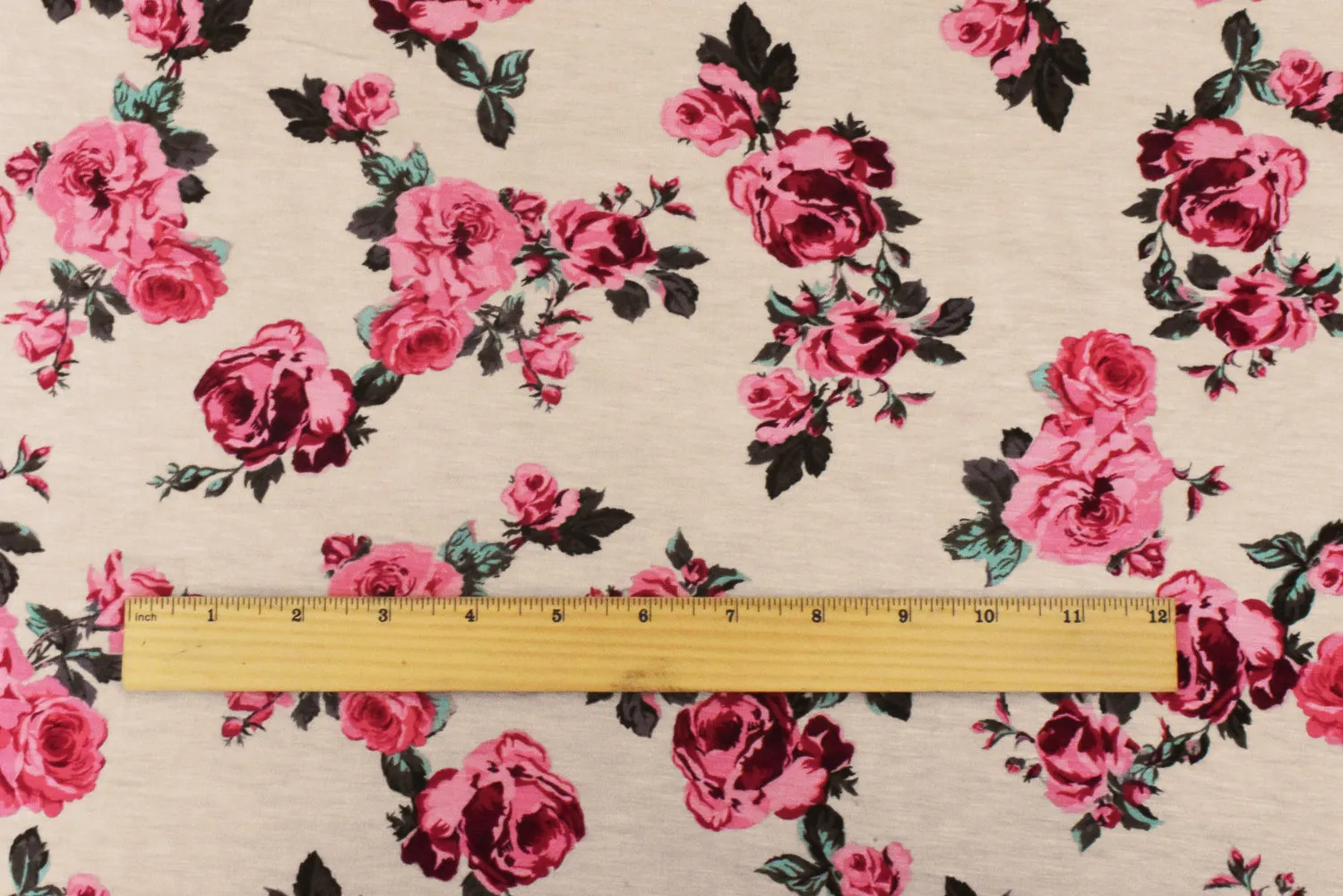 Beige-Pink-Multi Floral Printed Stretch Rayon Spandex Jersey Knit Fabric