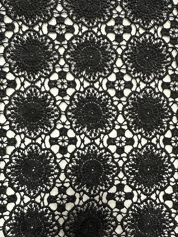 Black Floral Crochet Lace Fabric