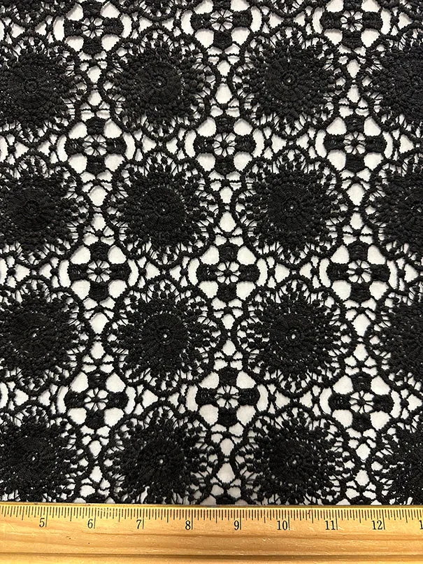 Black Floral Crochet Lace Fabric