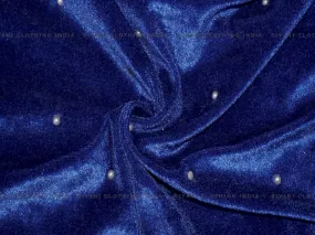 Blue Motifs Embroidered Velvet Fabric