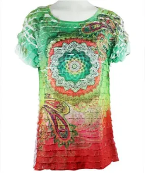 Cactus Fashion - Circle of Life, Short Sleeve Horizontal Ruffled Top