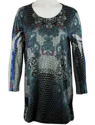 Cactus Fashion - Enchanted, 3/4 Sleeve, Printed Multi Colored Sublimation Tunic