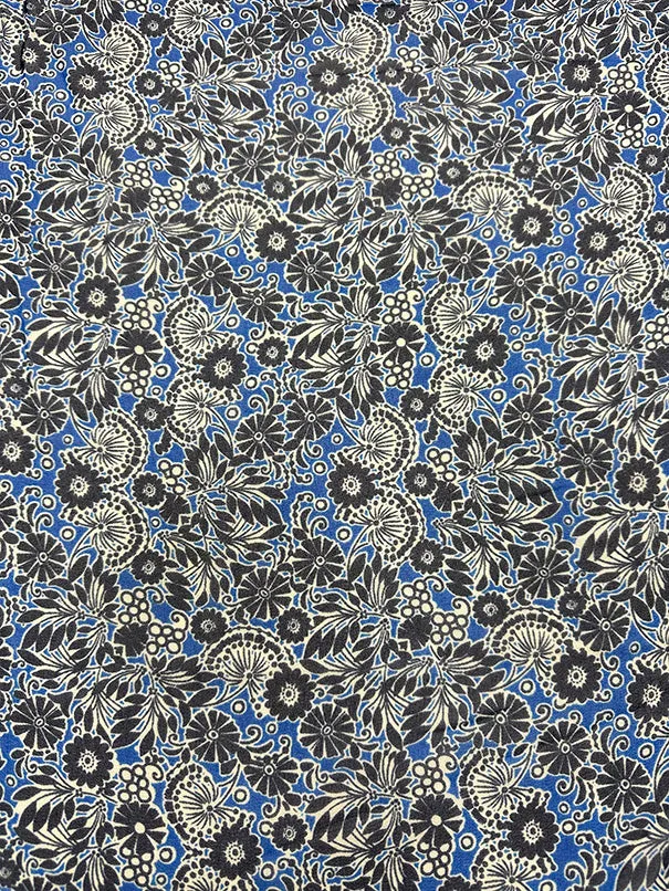 Cobalt Floral Print Poly Georgette Fabric