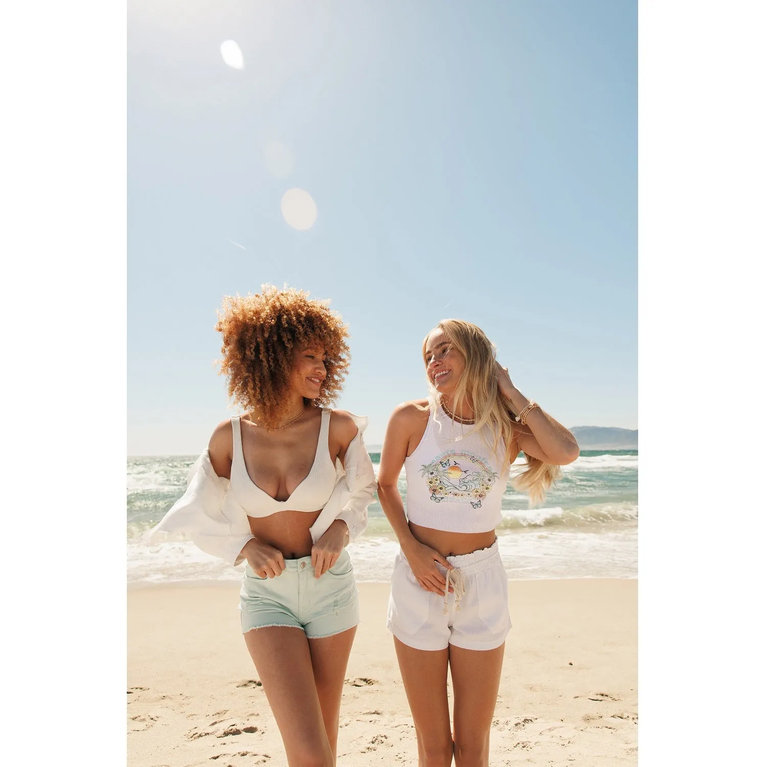 Drawstring Linen Shorts - White