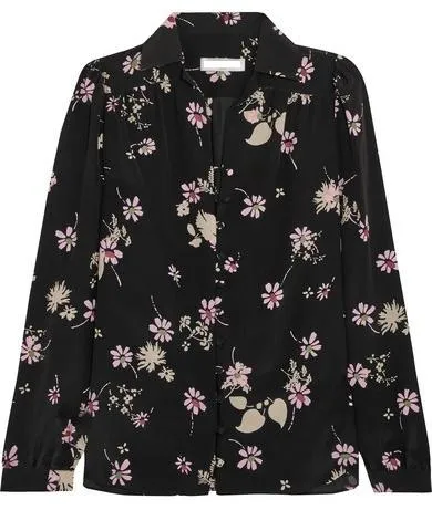 Floral-Print Silk Crepe de Chine Blouse