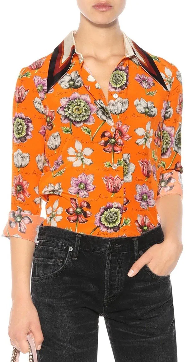 Floral Printed Silk Blouse