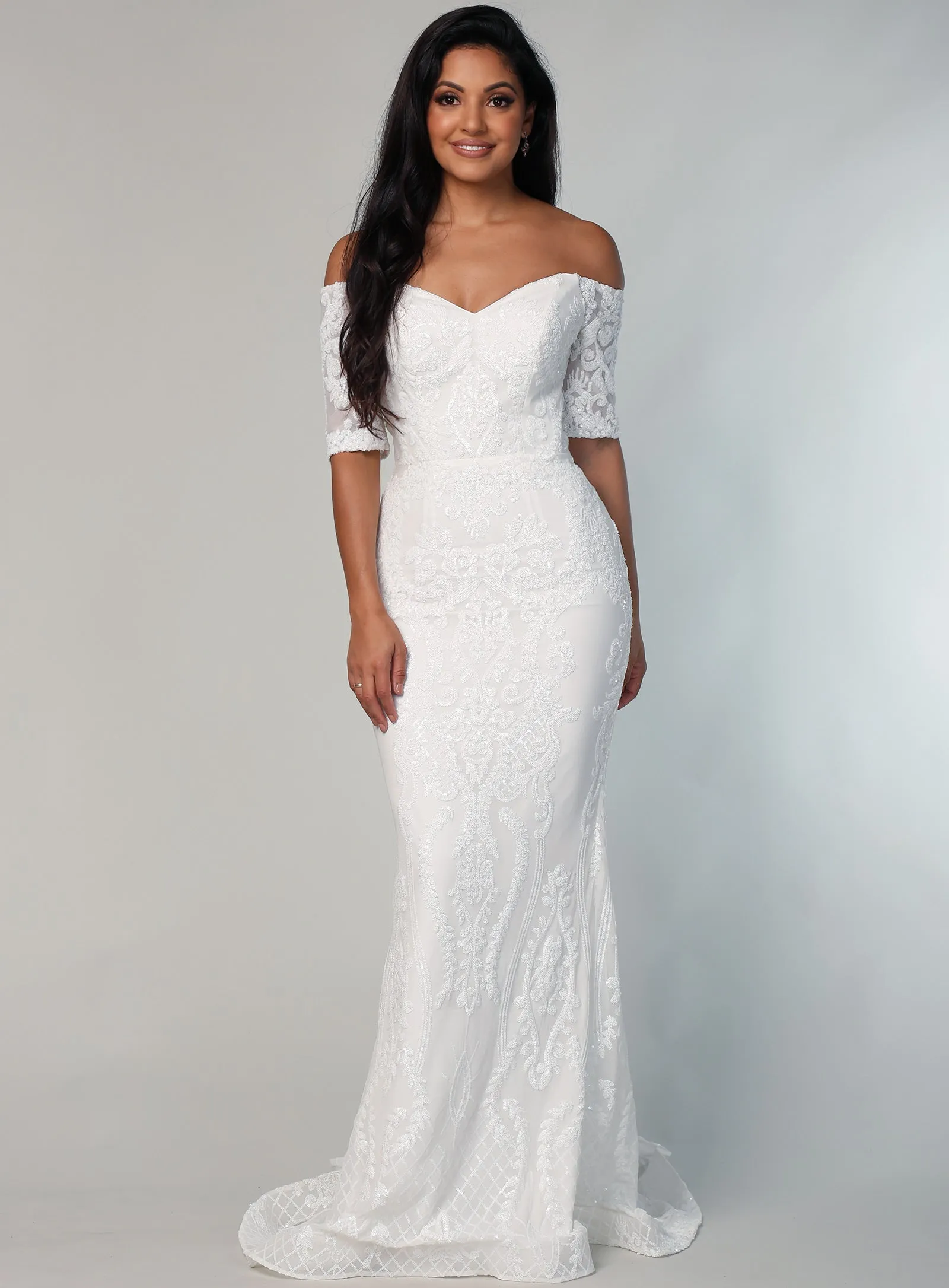 Galia Sequin Off Shoulder Gown