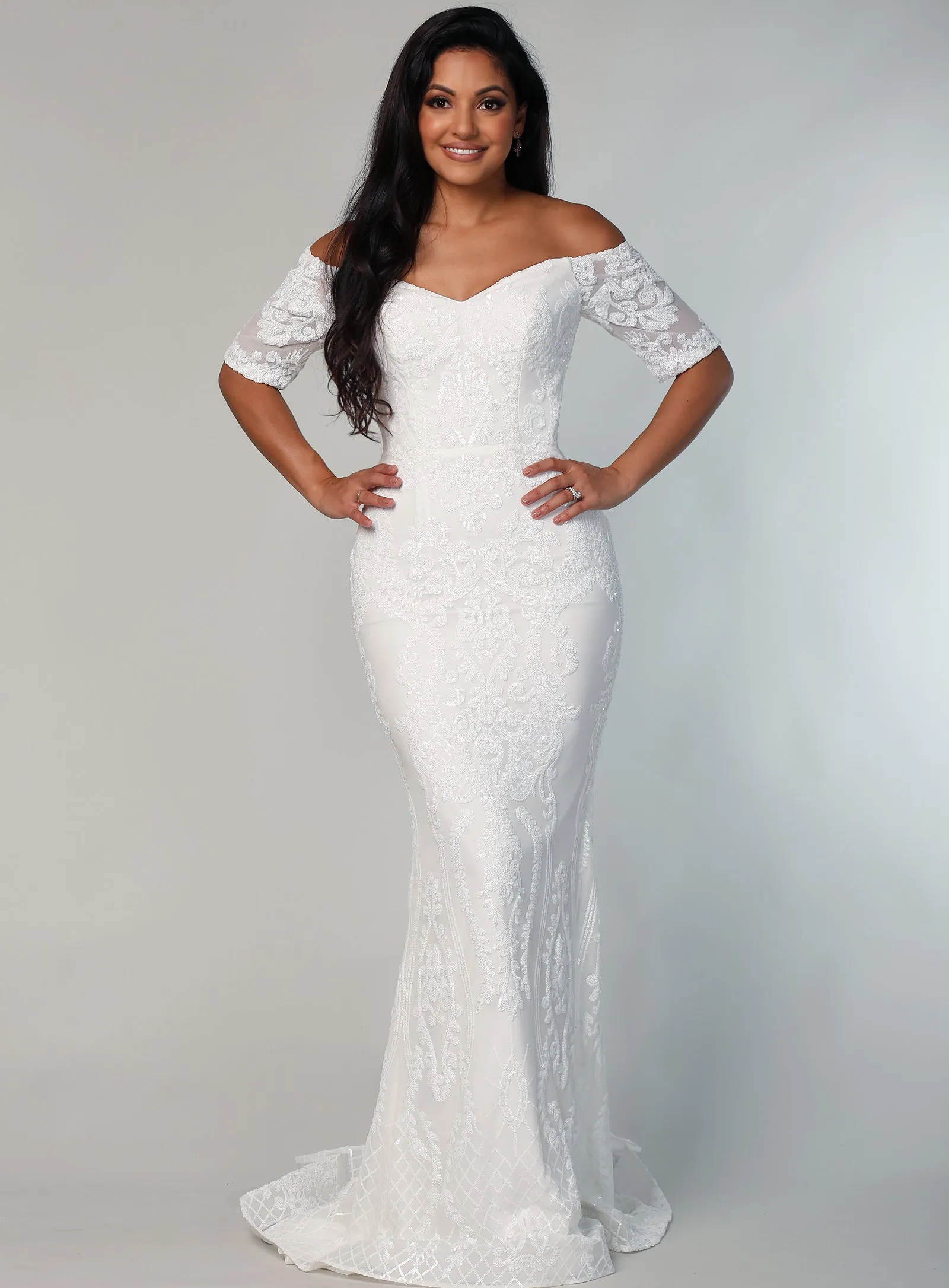 Galia Sequin Off Shoulder Gown