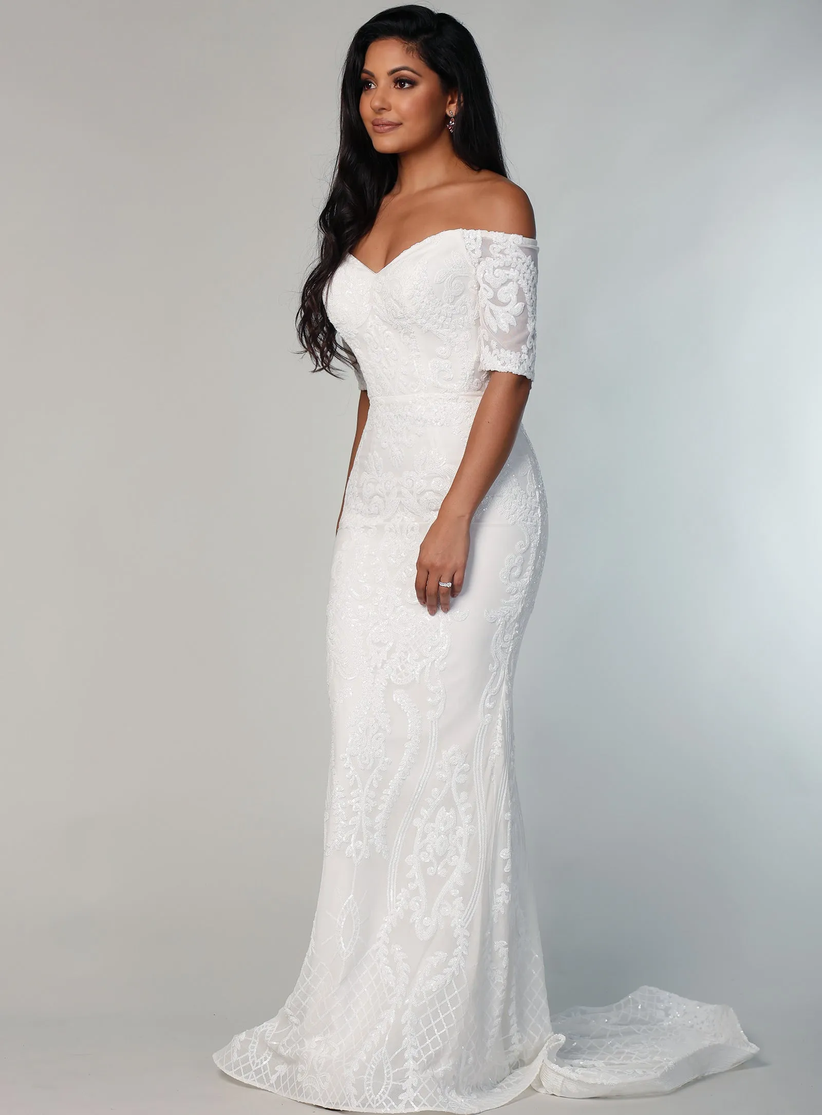 Galia Sequin Off Shoulder Gown