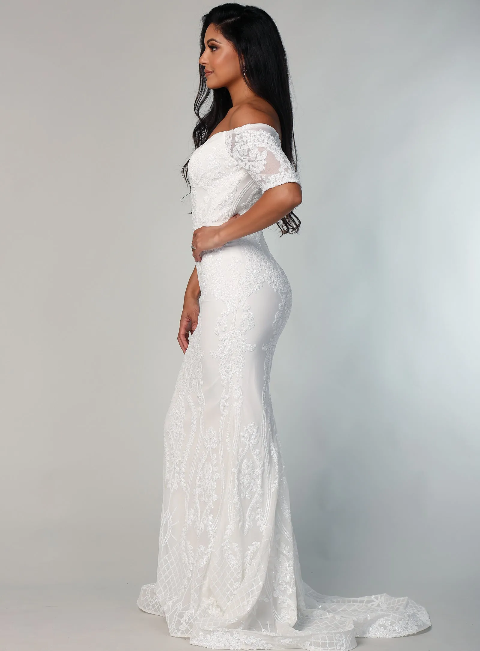 Galia Sequin Off Shoulder Gown