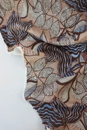 Groovy Foliage on Latte Viscose Satin