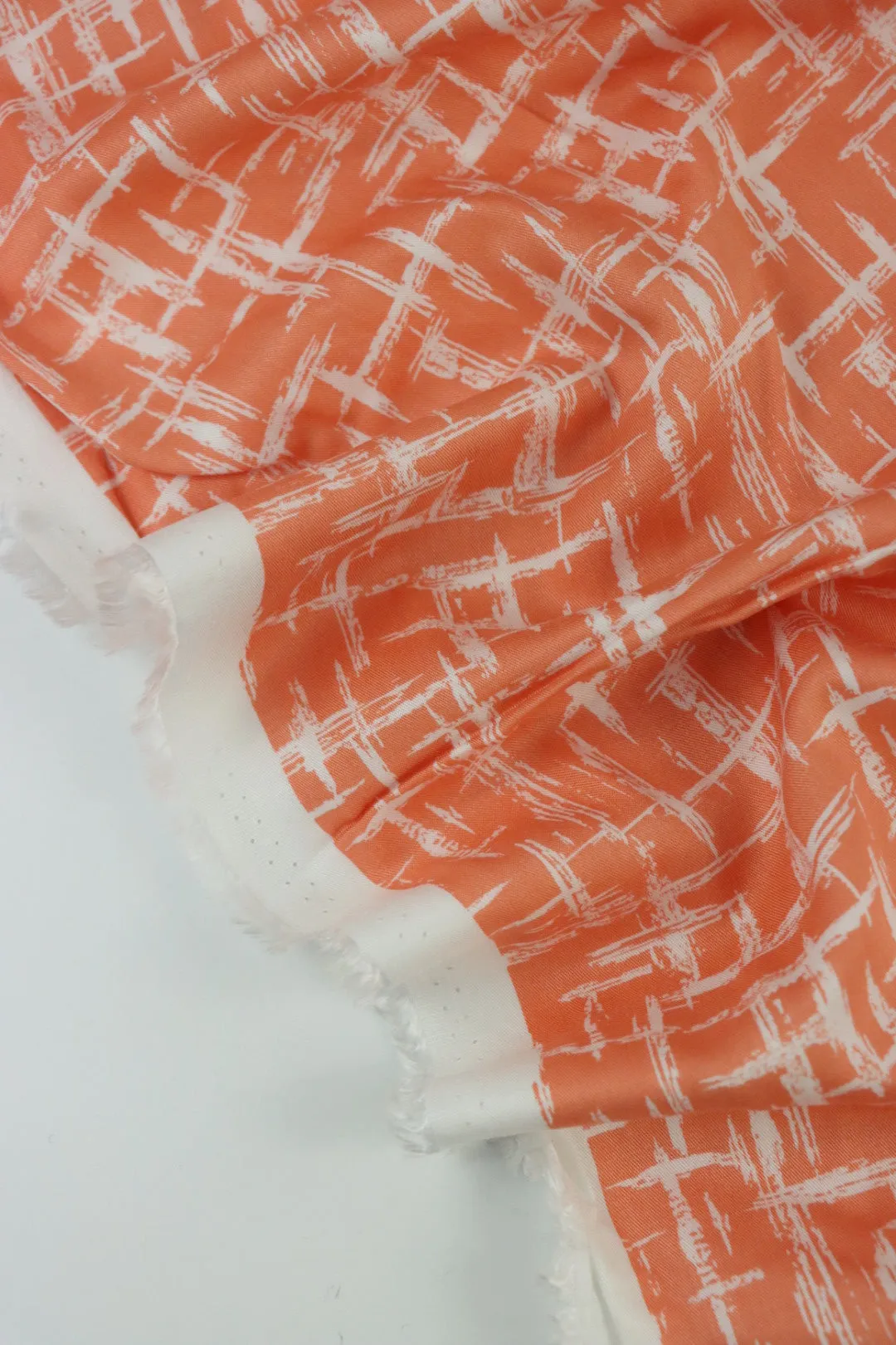 Grunge Lines on Melon Viscose Satin