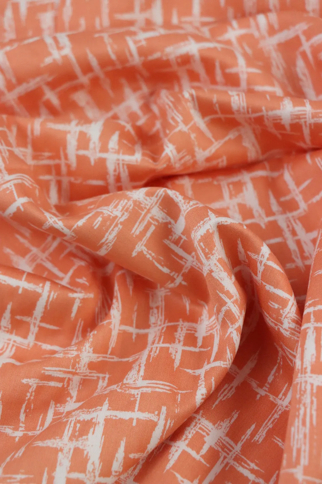 Grunge Lines on Melon Viscose Satin