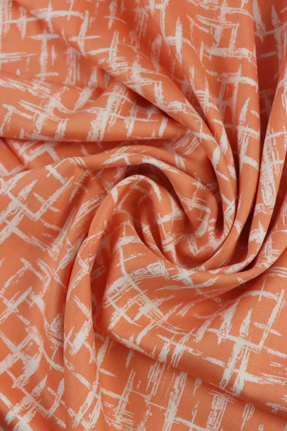 Grunge Lines on Melon Viscose Satin