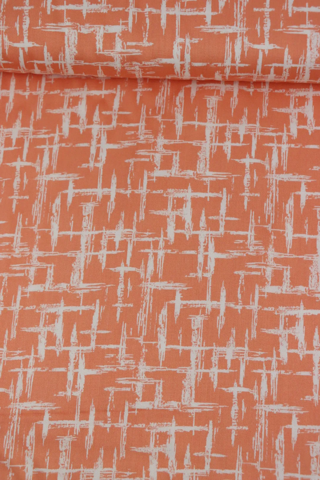 Grunge Lines on Melon Viscose Satin