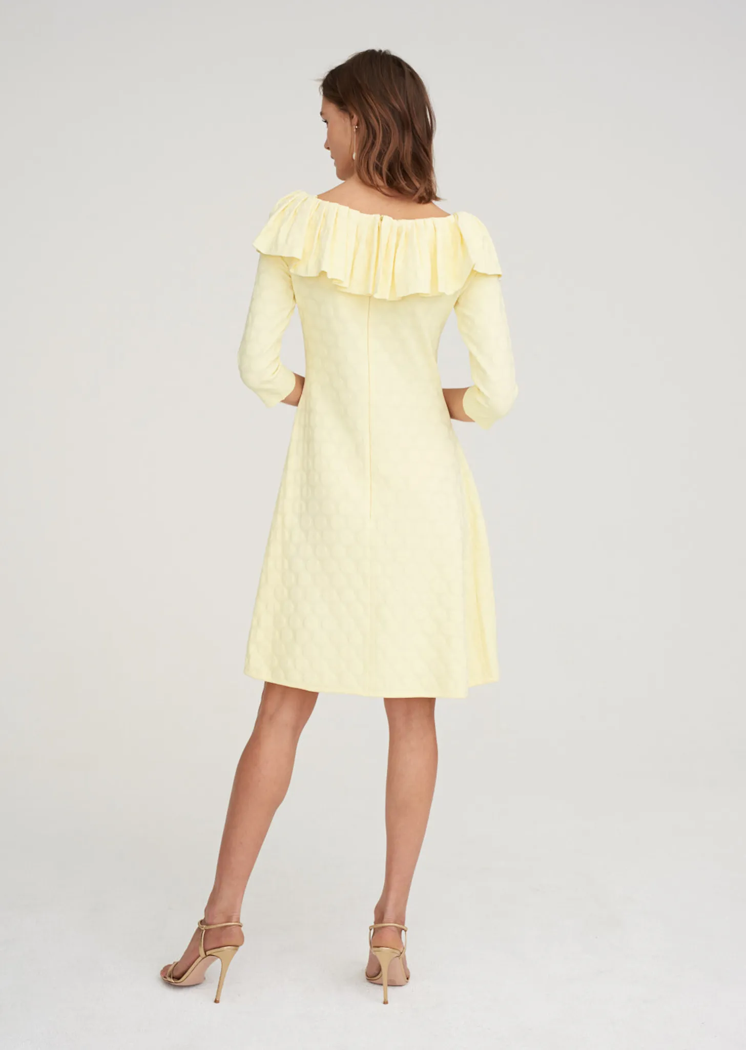 Henrietta - Polka Dot, Bardot Off The Shoulder Ruffle Dress