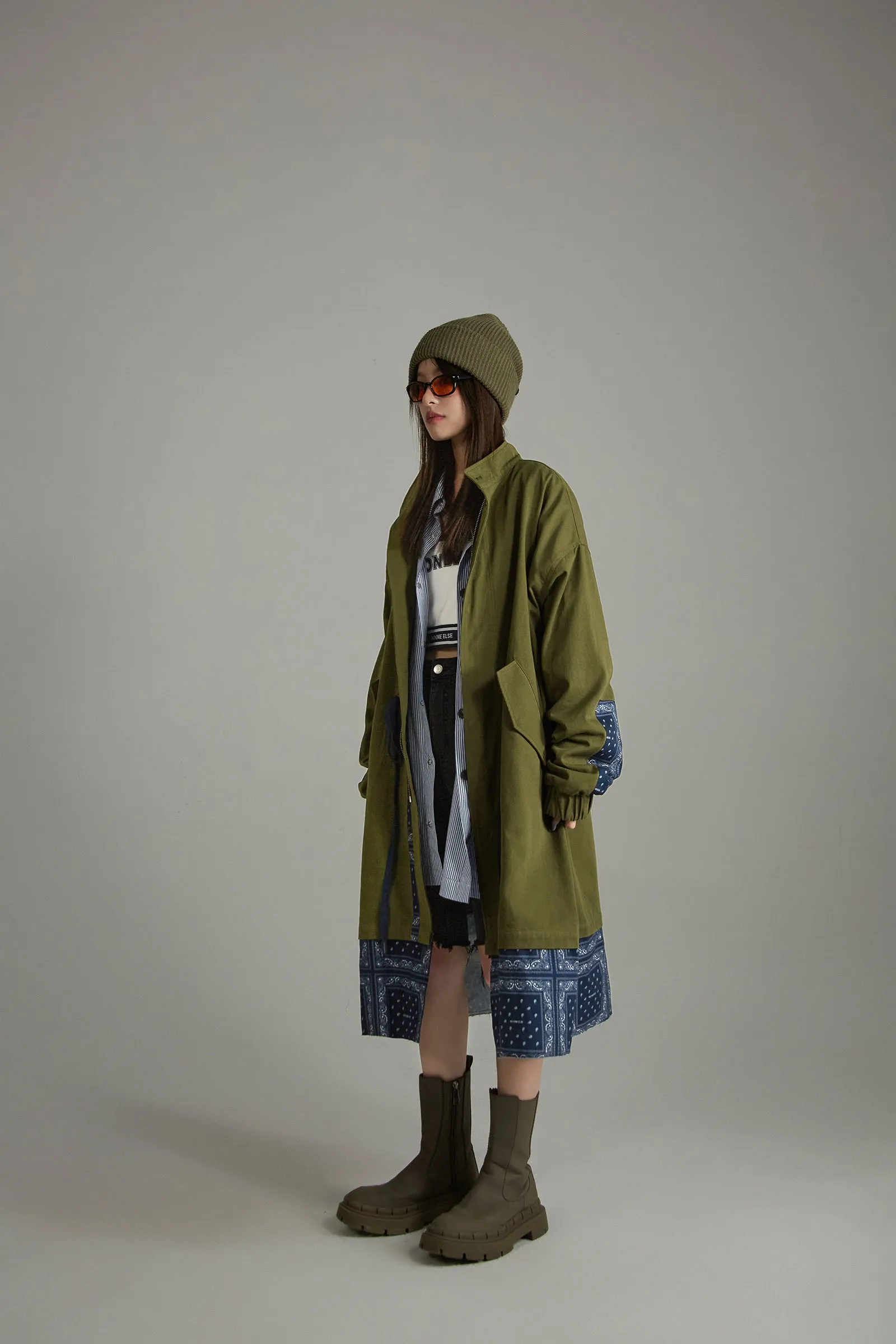 High Neck Loose Fit Trench Coat