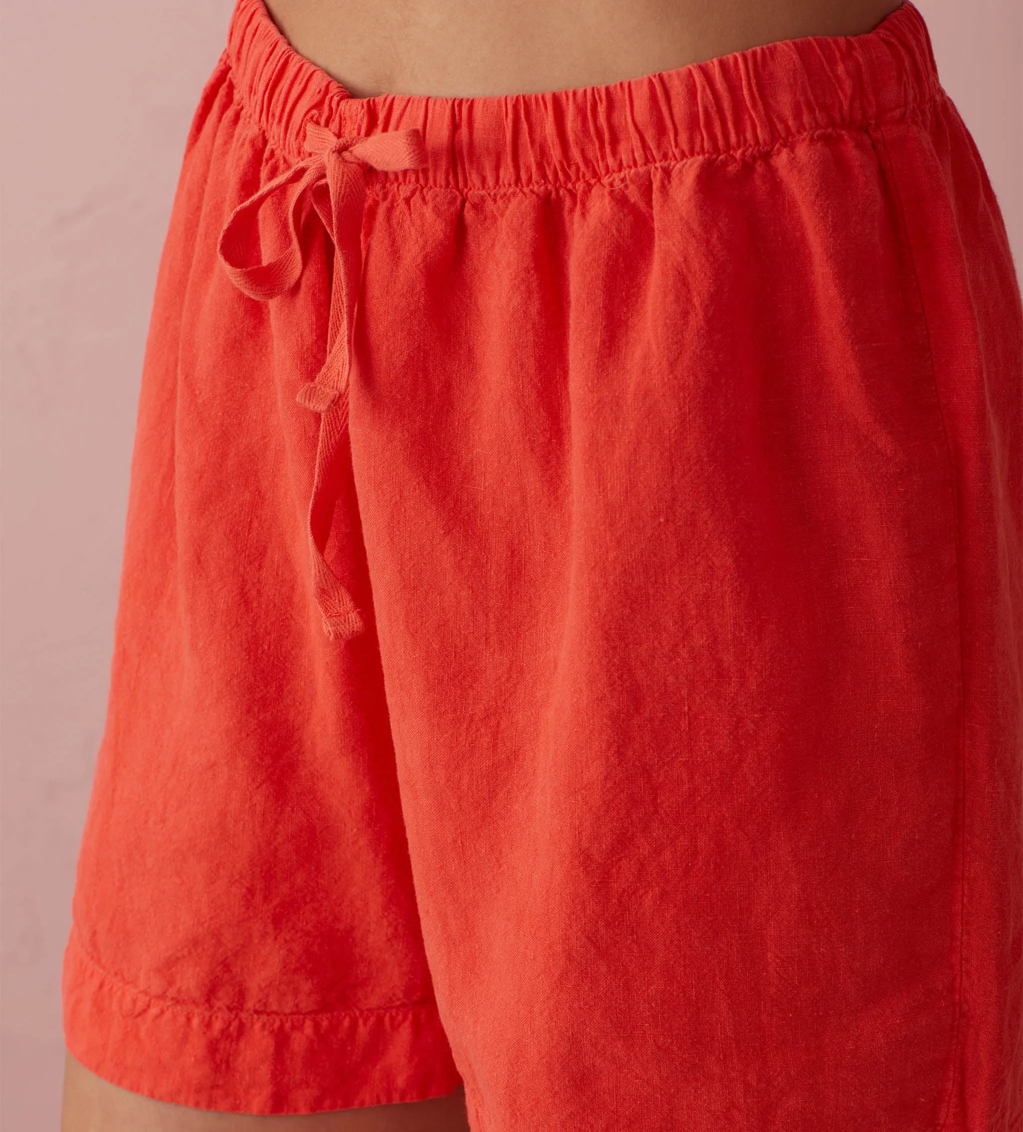 Hot Coral 100% Linen Nightwear