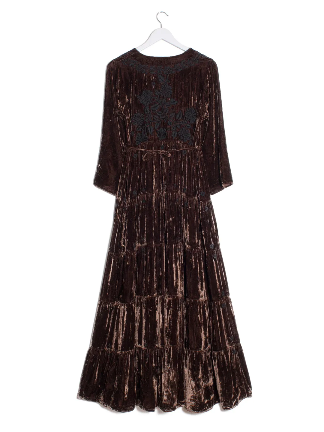 Indian silk velvet embroidered maxi dress