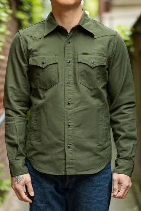 Iron Heart IHSH-381-OLV 9oz Military Serge CPO Shirt  - Olive