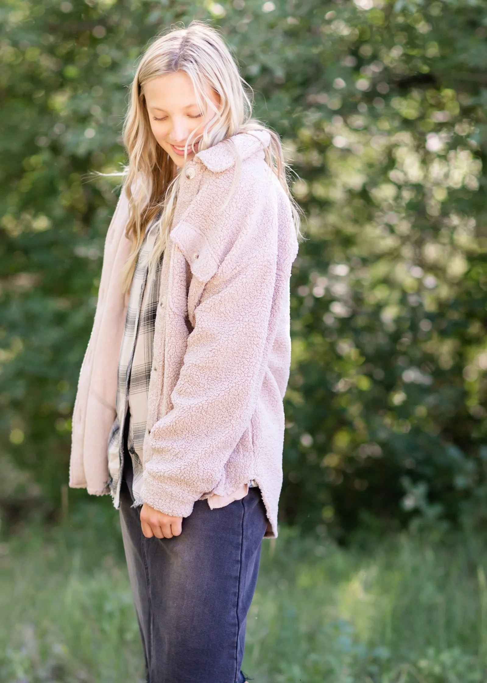 Lilac Button Up Teddy Shacket