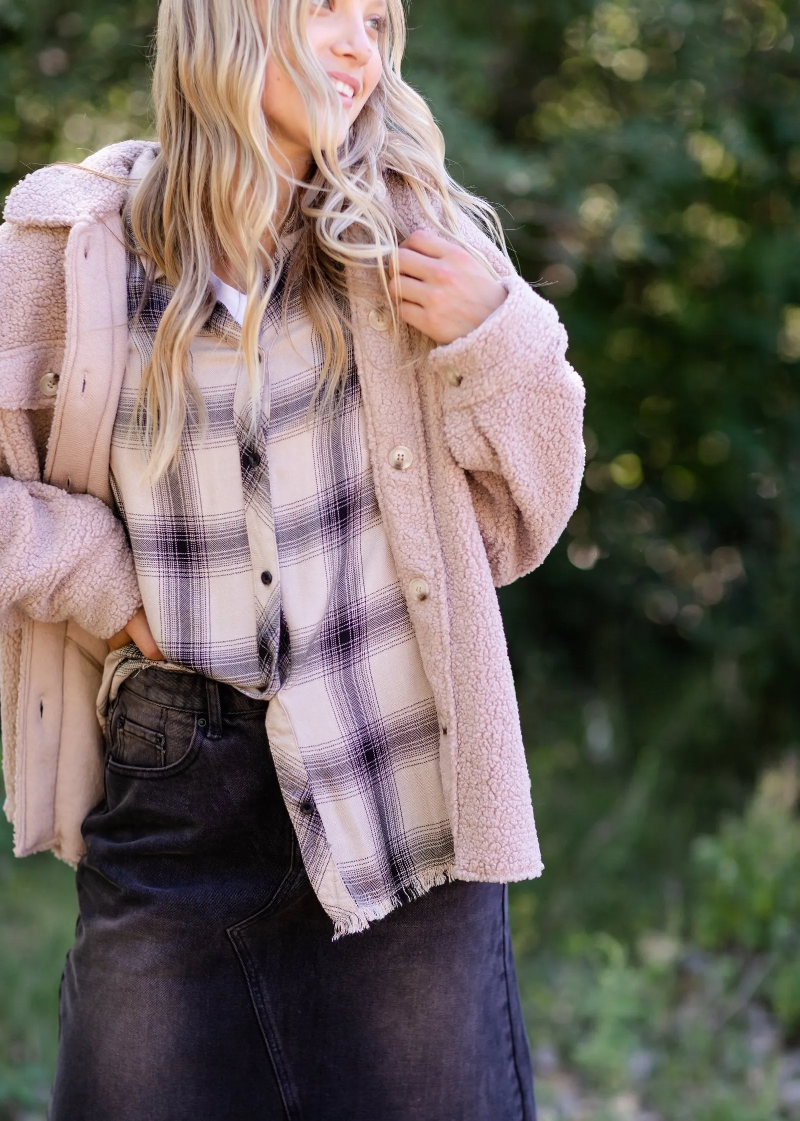 Lilac Button Up Teddy Shacket