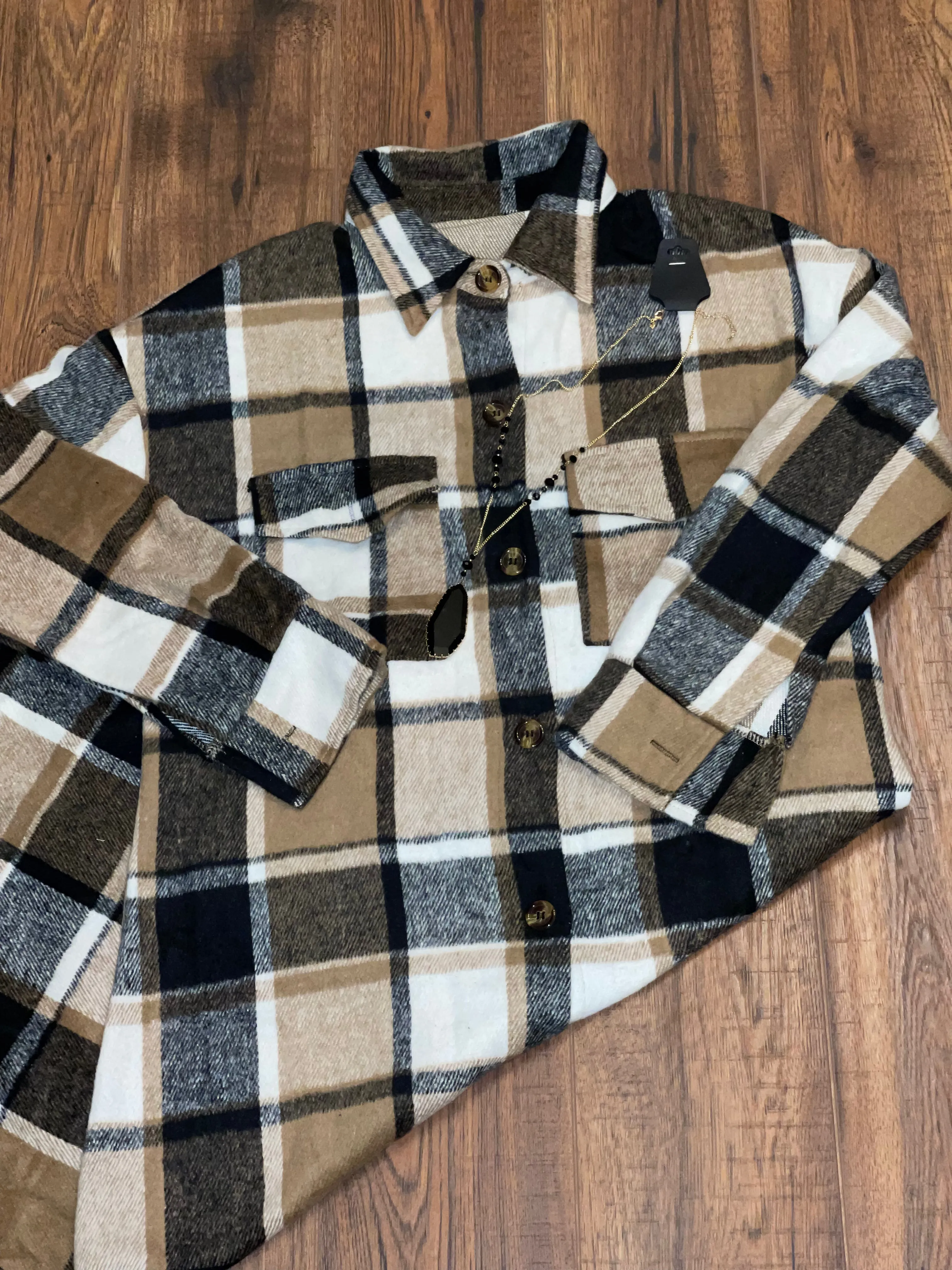 Long Plaid flannel Shackets in Navy, Black, Salmon, Red, Or Orange