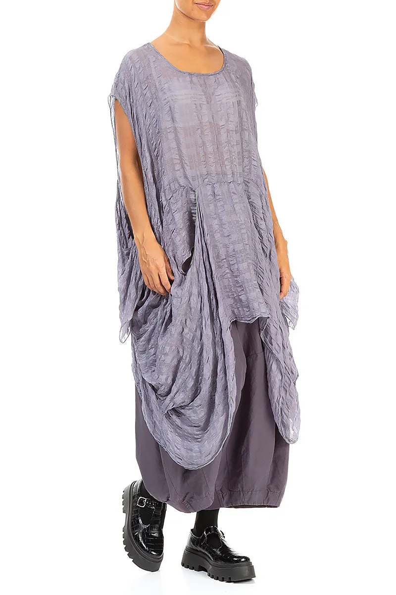 Loose Draped Grey Lavender Silk Tunic