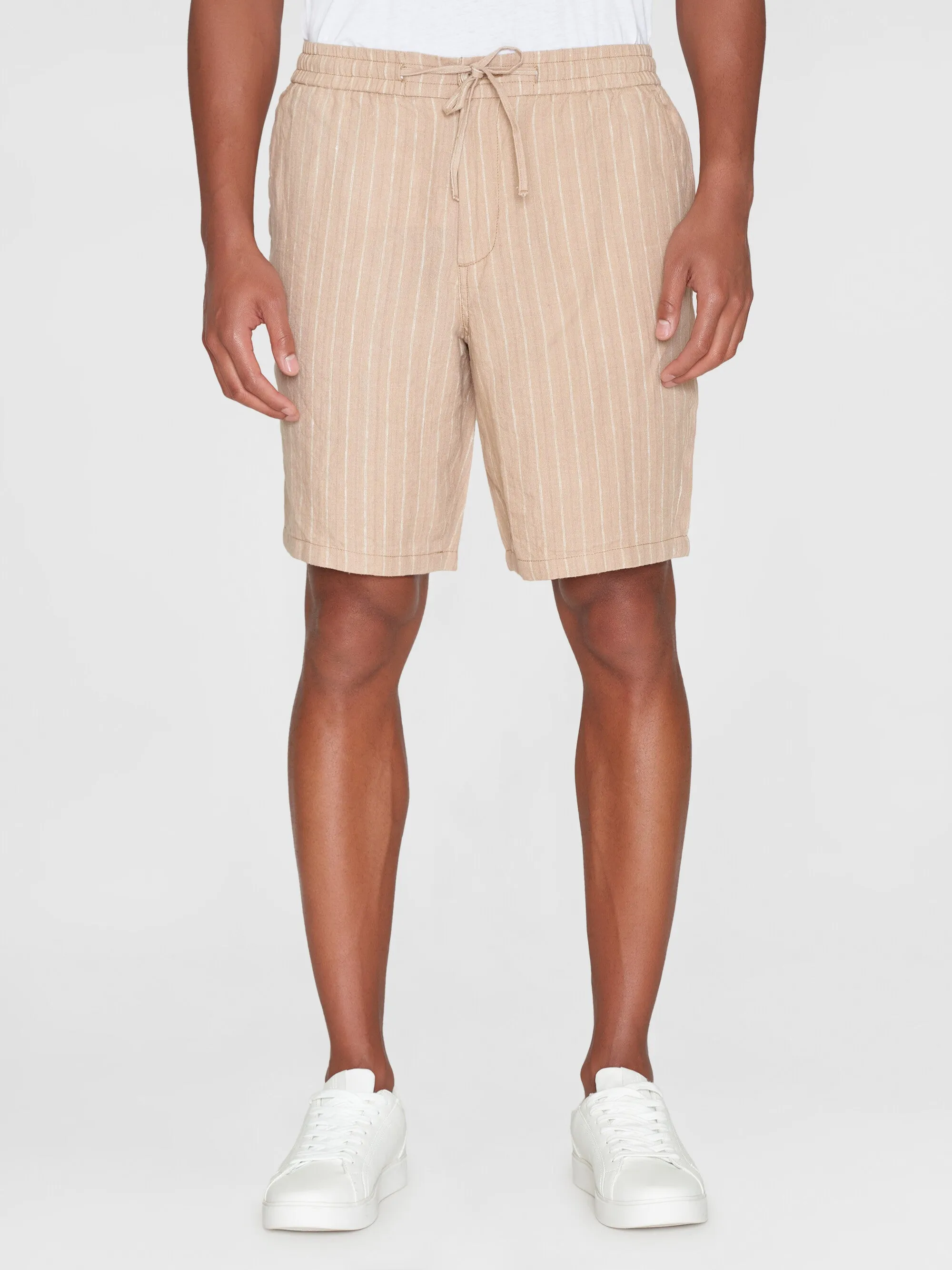 Loose striped shorts - Beige stripe