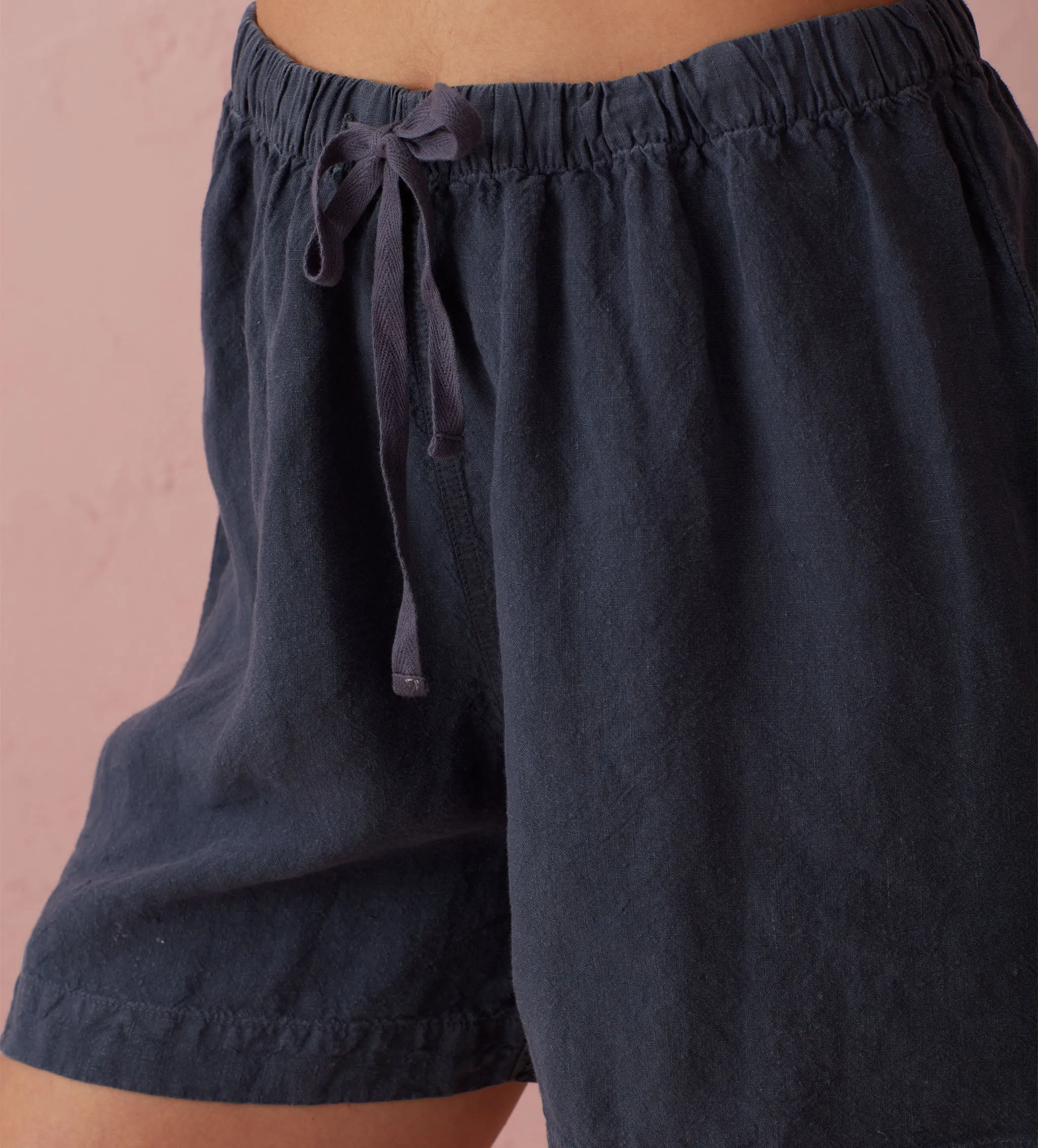 Navy Blue Evie 100% Linen Shorts