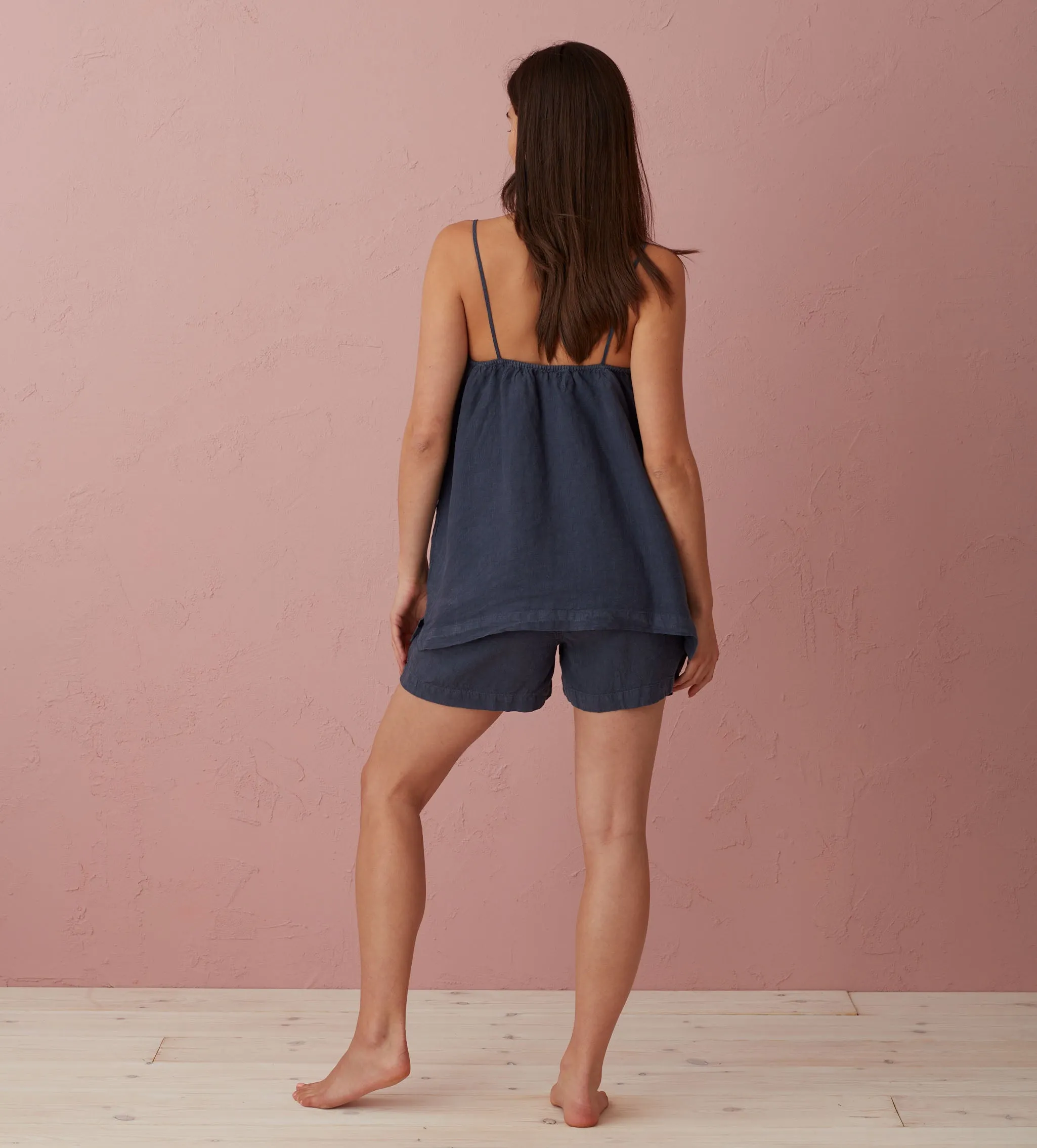 Navy Blue Evie 100% Linen Shorts