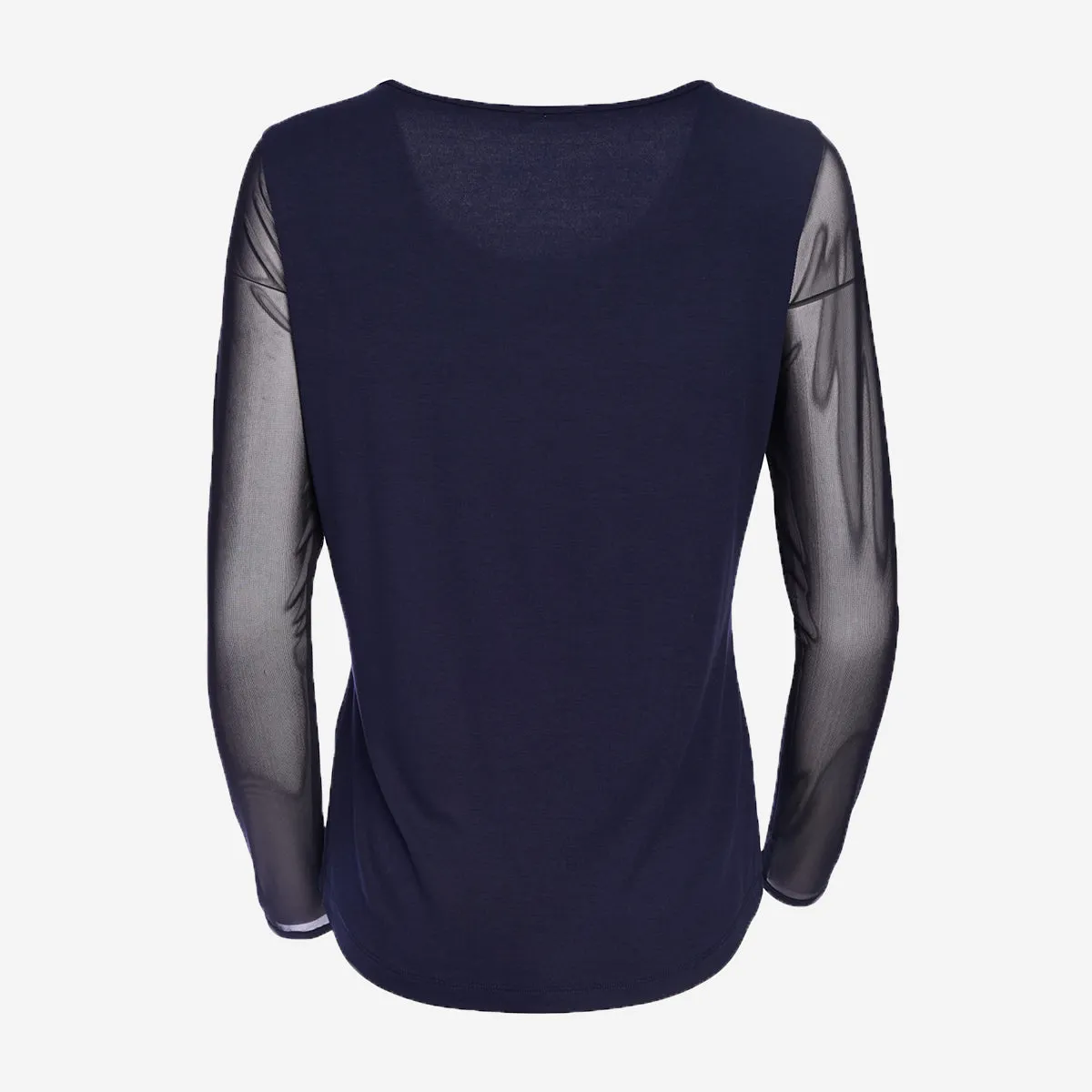 NAVY MESH SLEEVE TOP