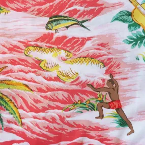 Ocean Life Pink Hawaiian Rayon Fabric by the Yard