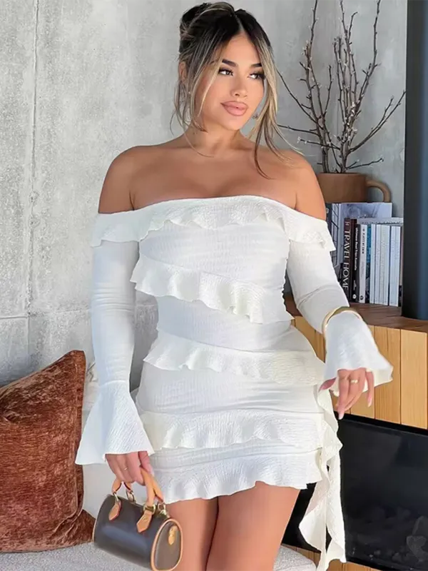 Off-Shoulder Mini Dress with Ruffles