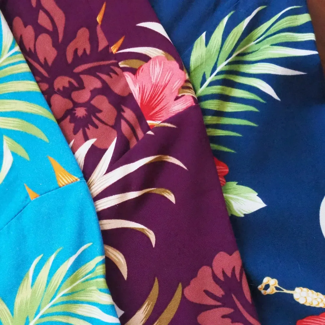 Passion Blue Hawaiian Rayon Fabric by the Yard