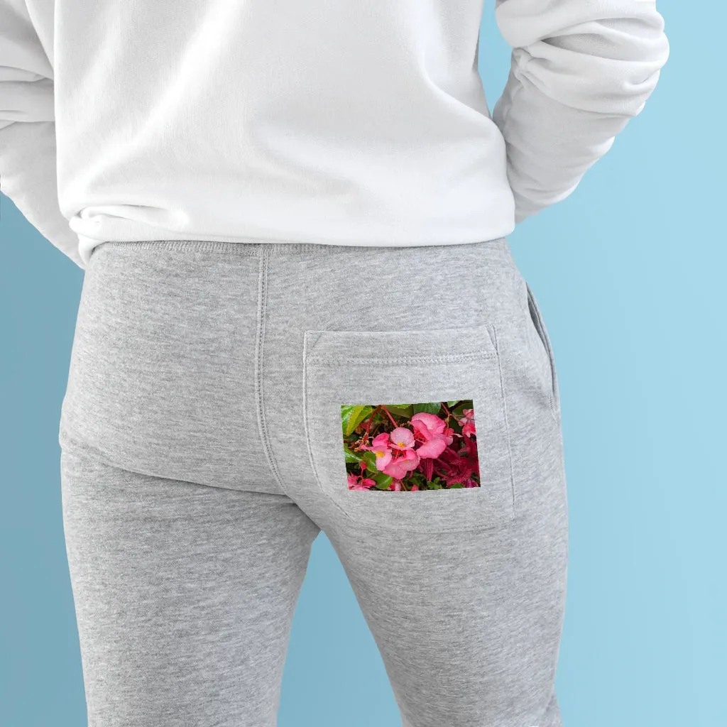 Pink Flowers Premium Fleece Joggers