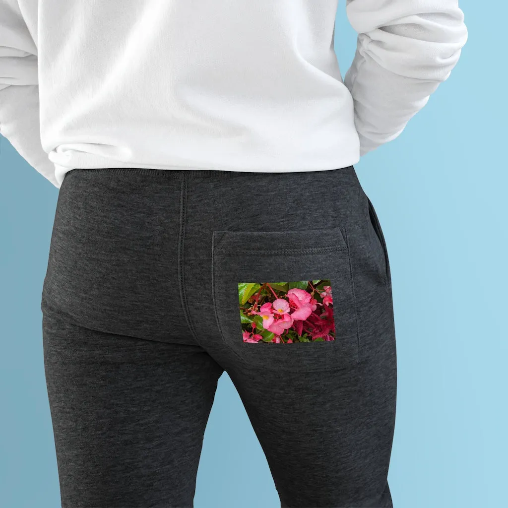 Pink Flowers Premium Fleece Joggers