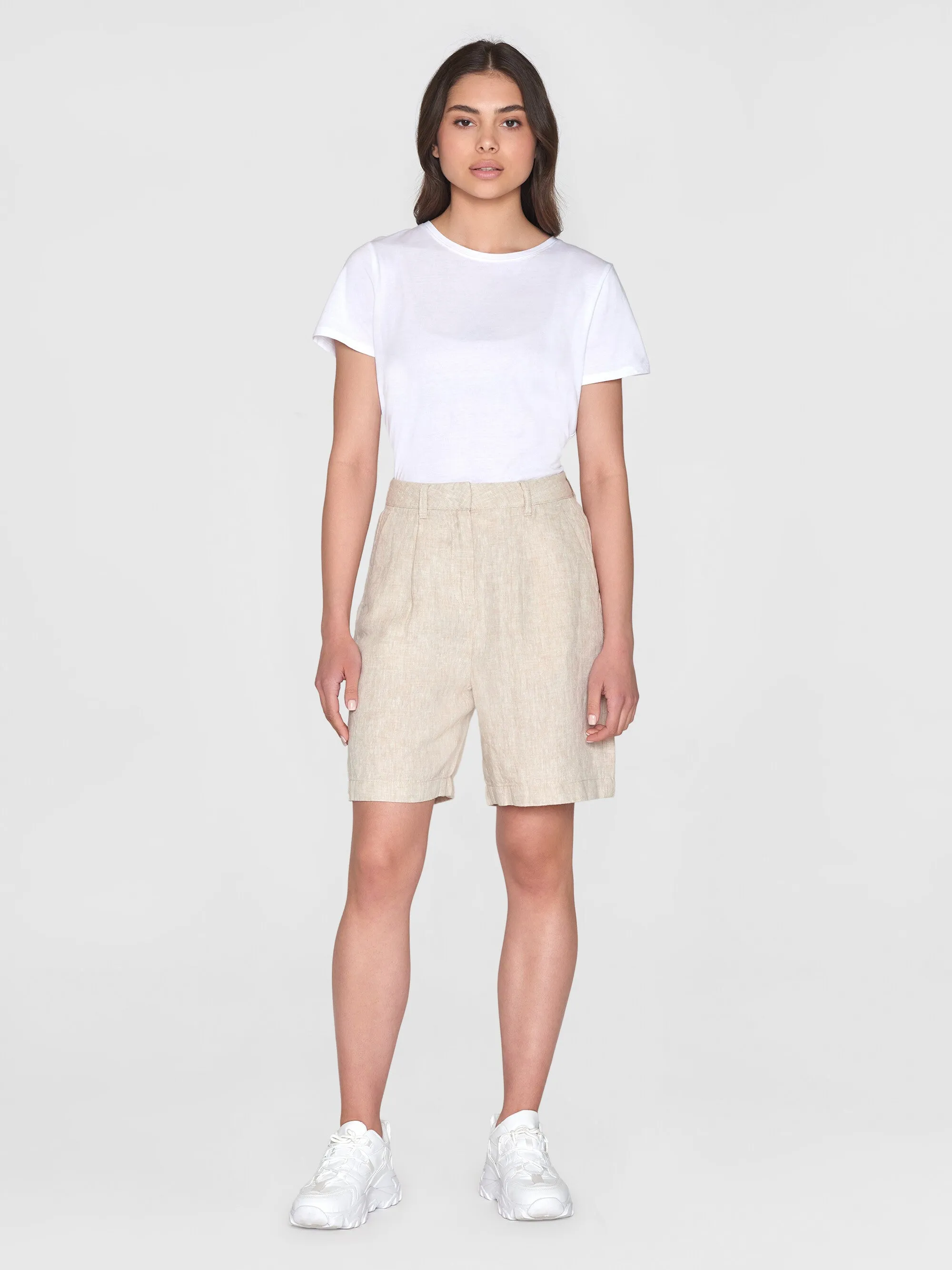 POSEY wide high-rise linen shorts - GOTS/Vegan - Light feather gray