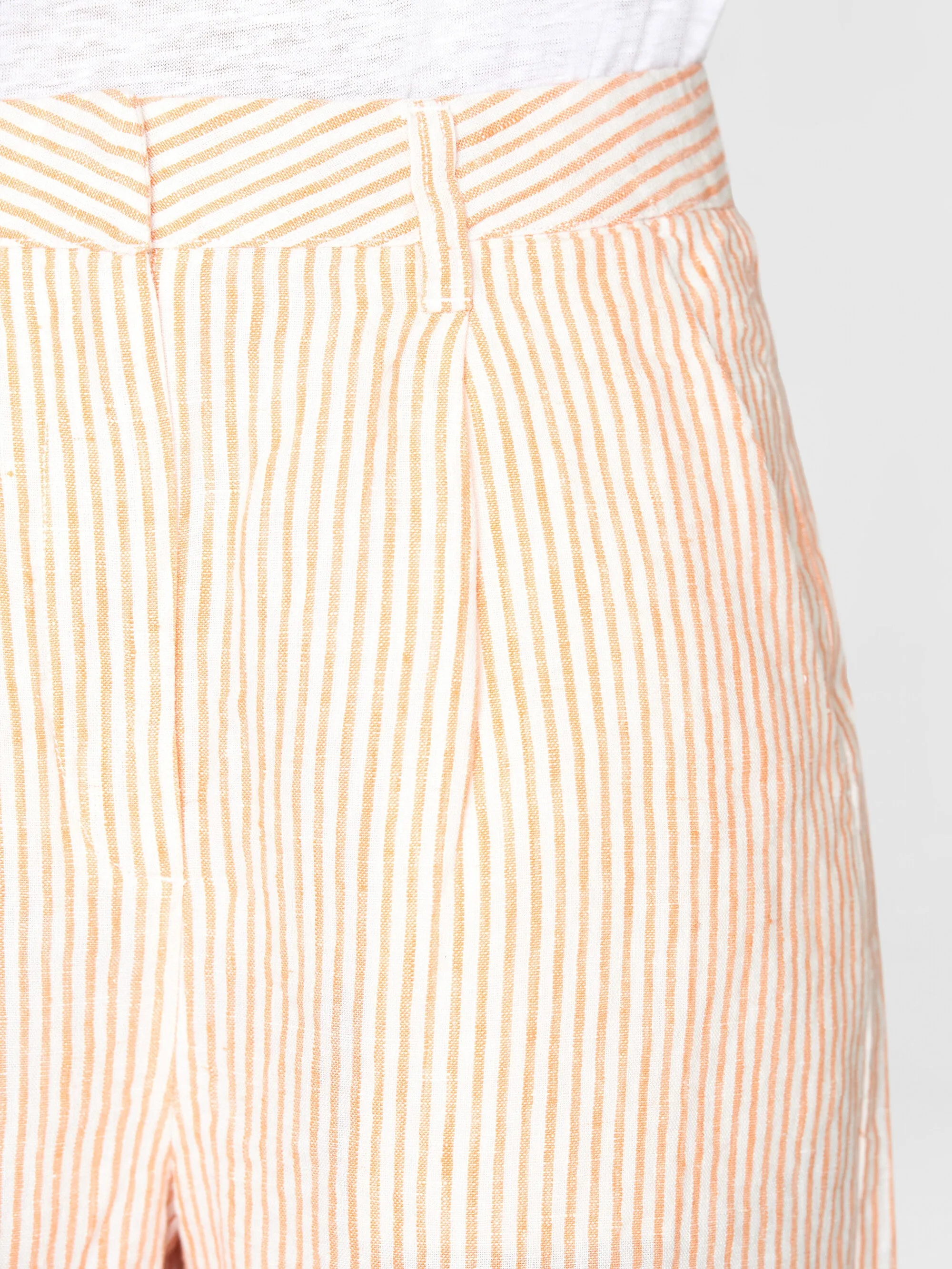 POSEY wide high-rise striped linen shorts - GOTS/Vegan - Orange