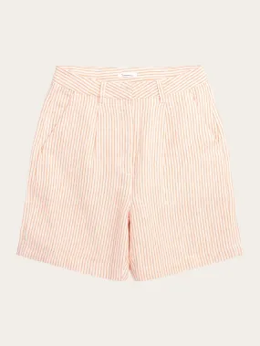 POSEY wide high-rise striped linen shorts - GOTS/Vegan - Orange