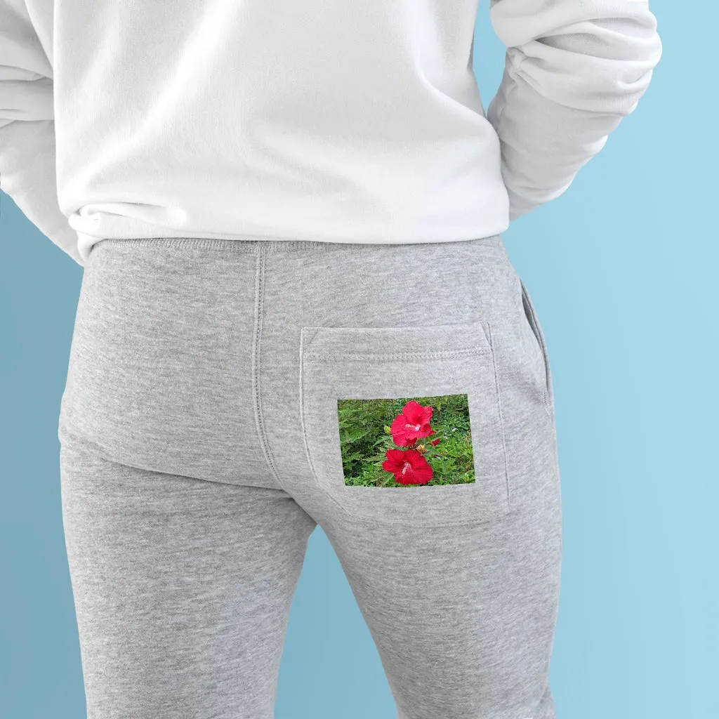 Red Flowers Premium Fleece Joggers