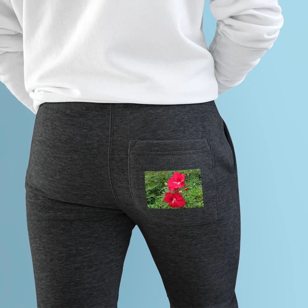 Red Flowers Premium Fleece Joggers