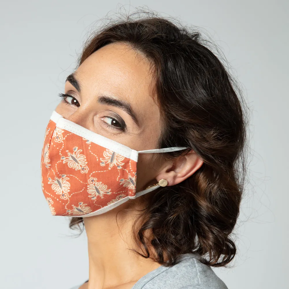 Reusable 100% Cotton Face Mask in Orange - Pack of 2