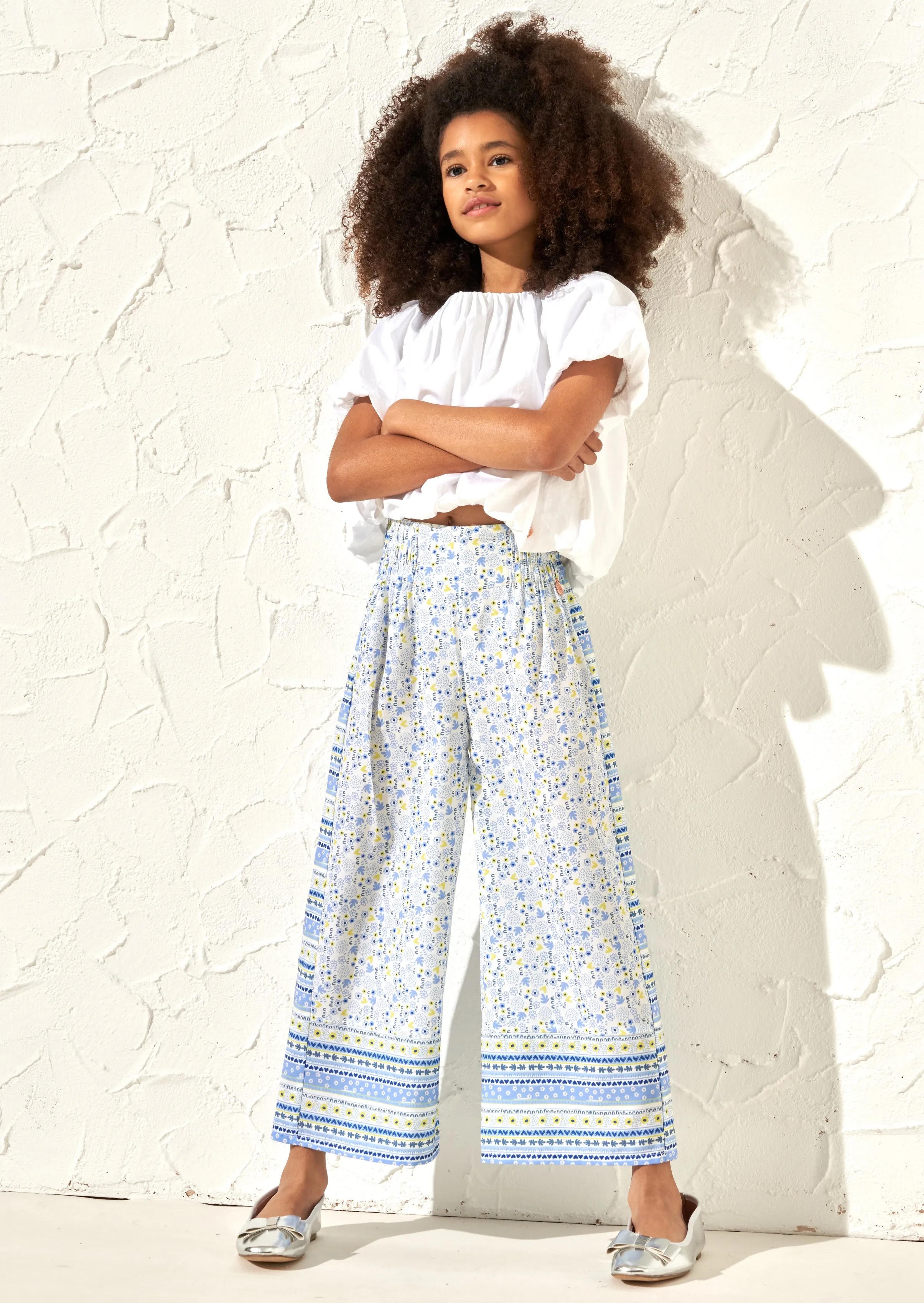 Serena Blue Printed Wide Leg Trousers