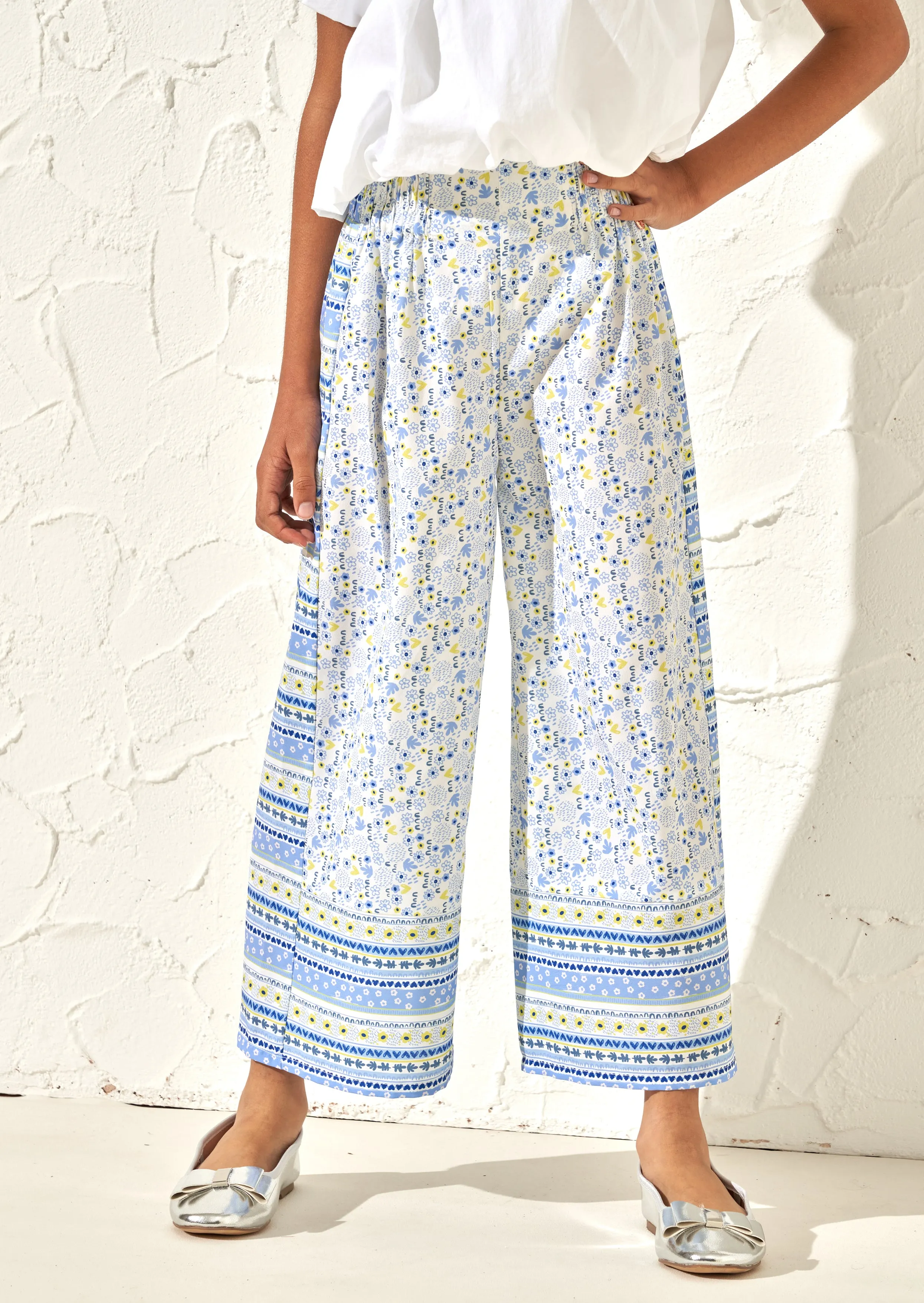 Serena Blue Printed Wide Leg Trousers