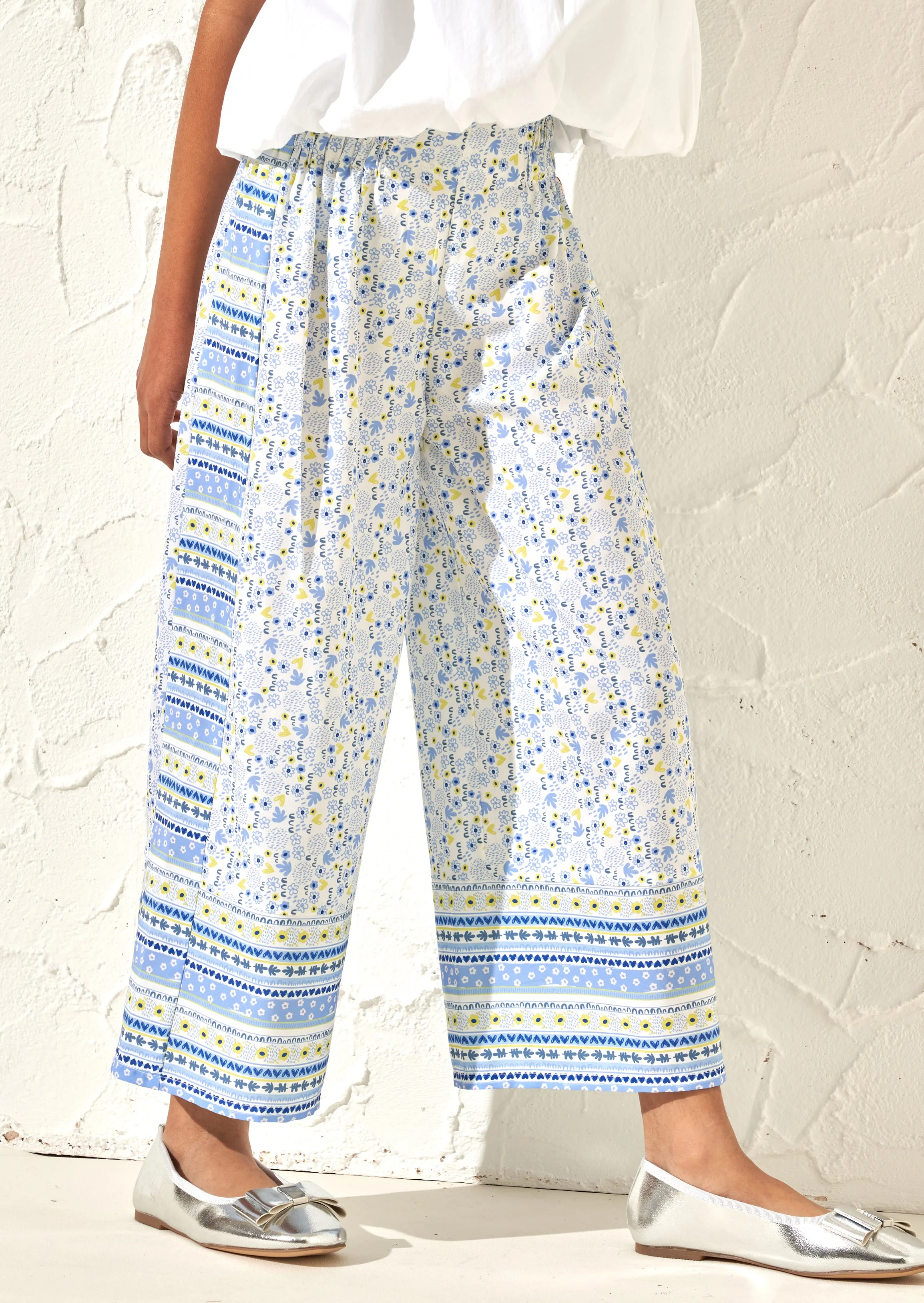 Serena Blue Printed Wide Leg Trousers