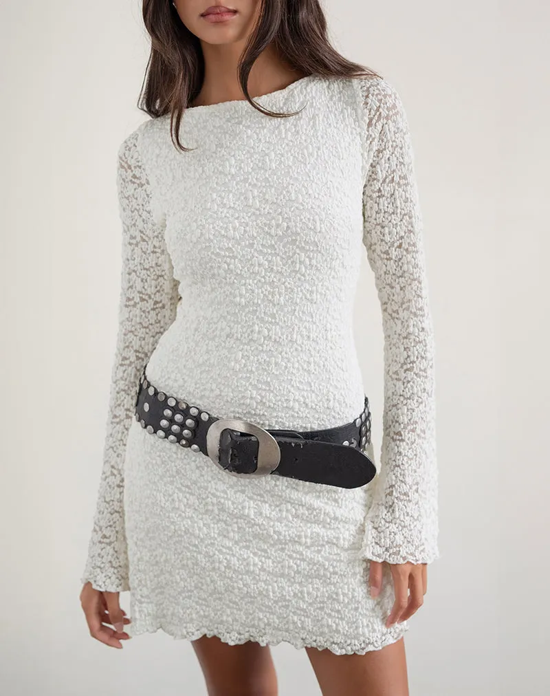 Sevila Long Sleeve Dress in Bubble Lace Ivory