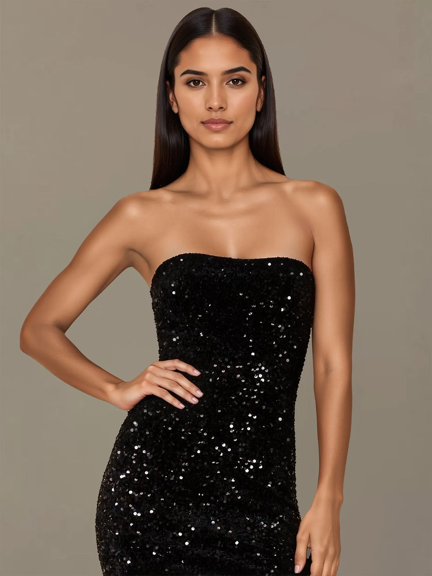 Sleeveless Velvet Sequin Midi Dress